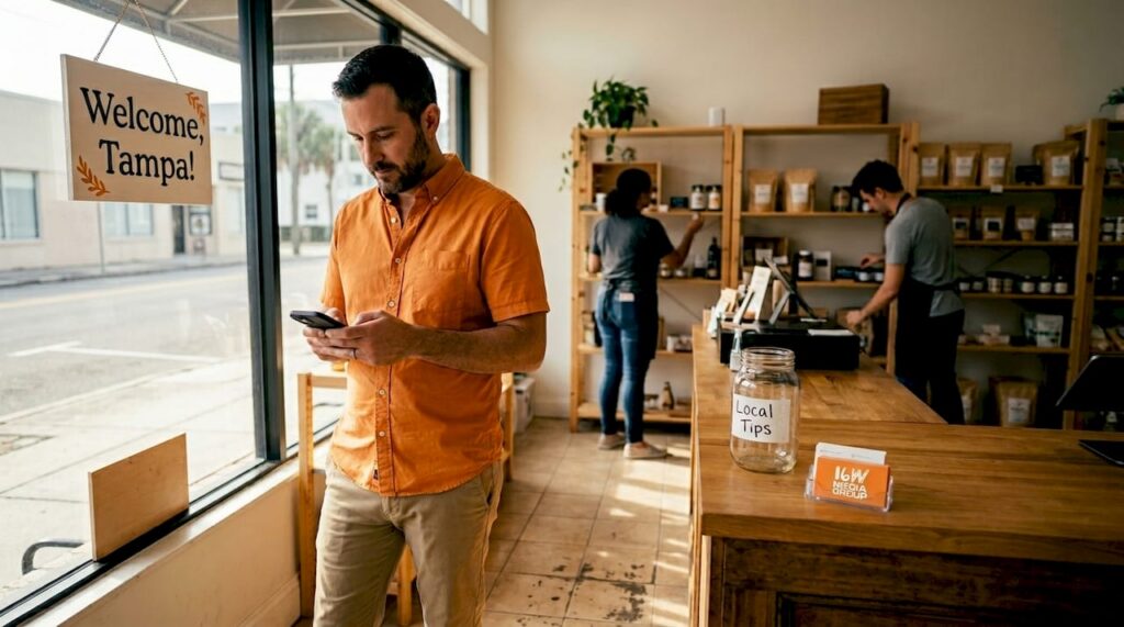 Tampa small business owner in storefront