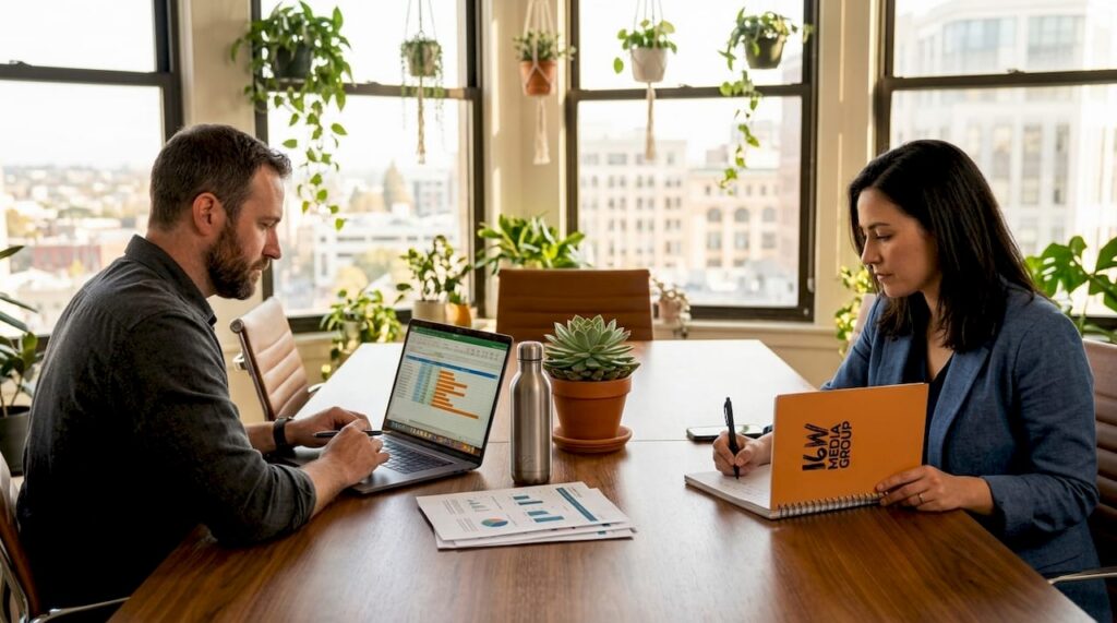 Marketing managers comparing agency options