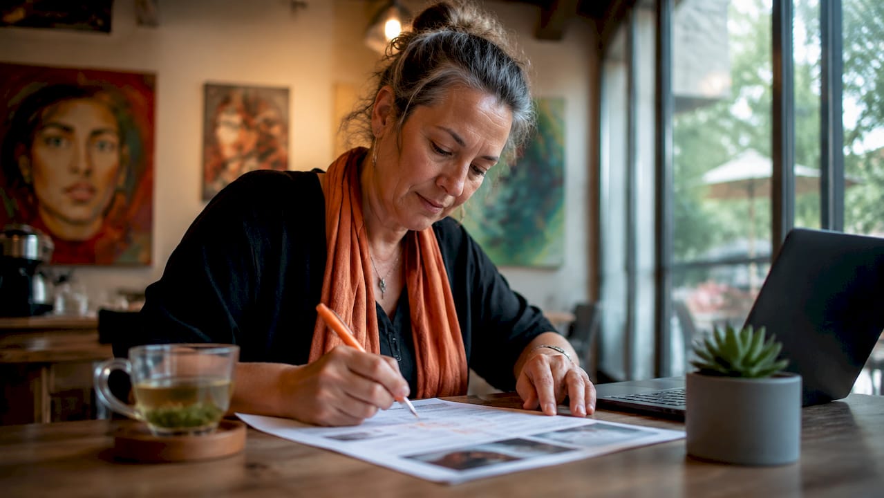 Small business owner planning local advertising