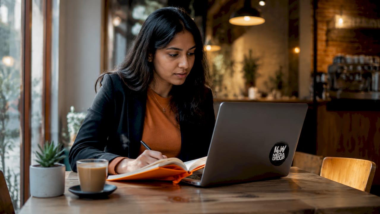 Marketer working on digital media campaigns