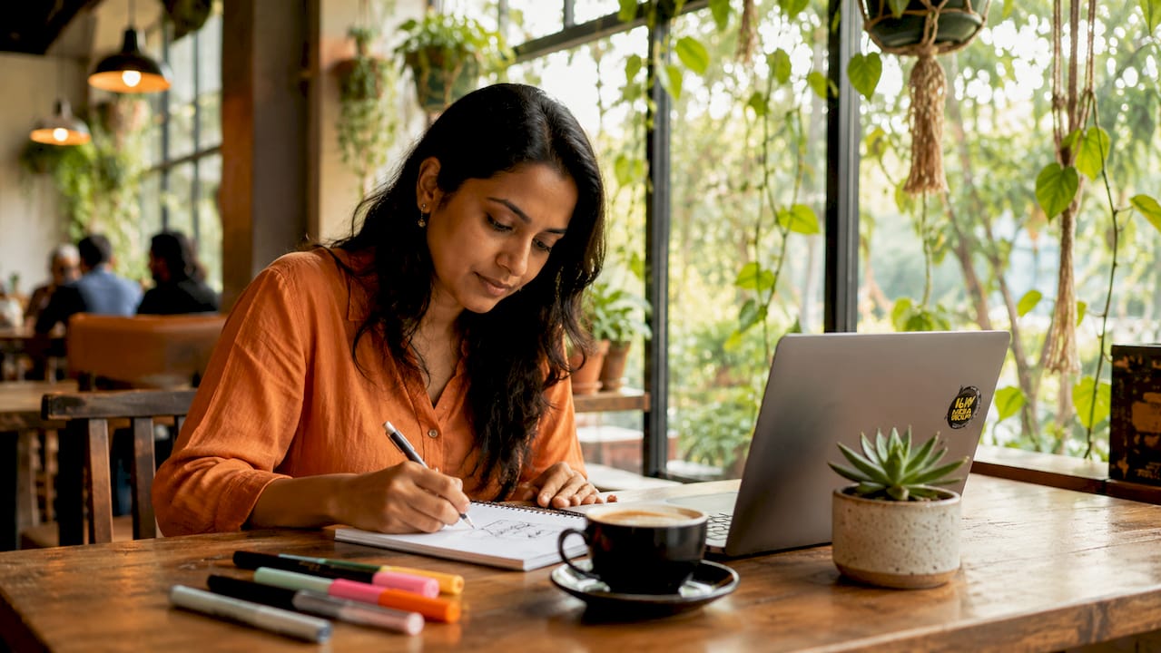 Marketer writing brand storytelling ideas
