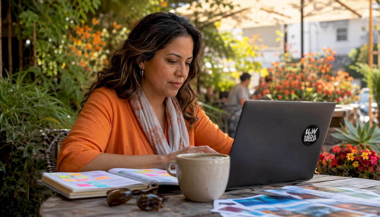 Marketing professional working on localized content