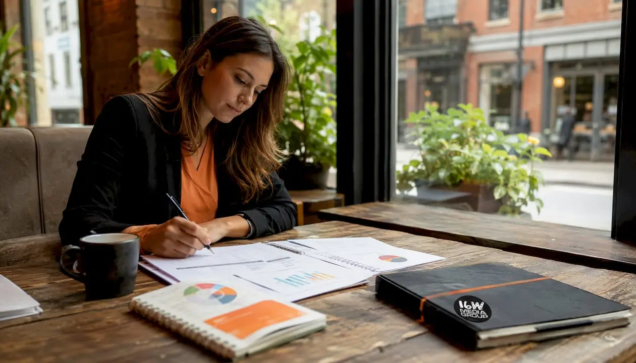 Woman planning marketing strategy at desk