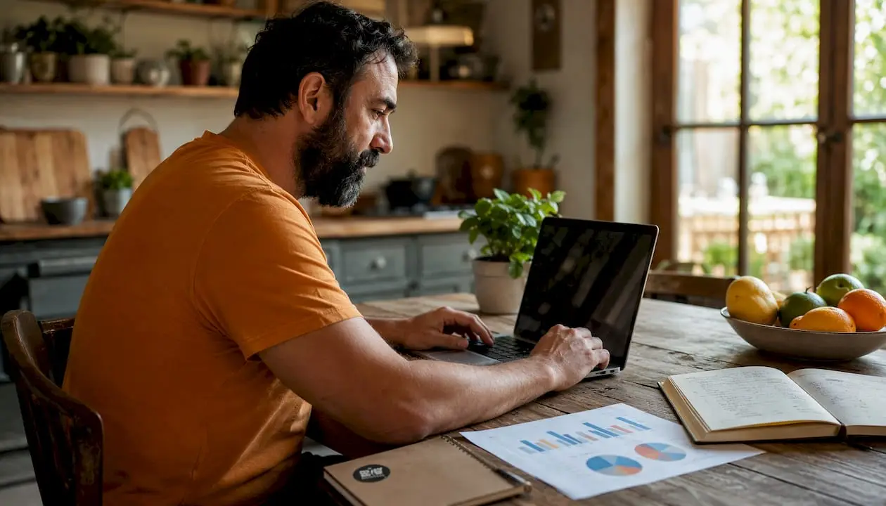 Man analyzing digital advertising performance data