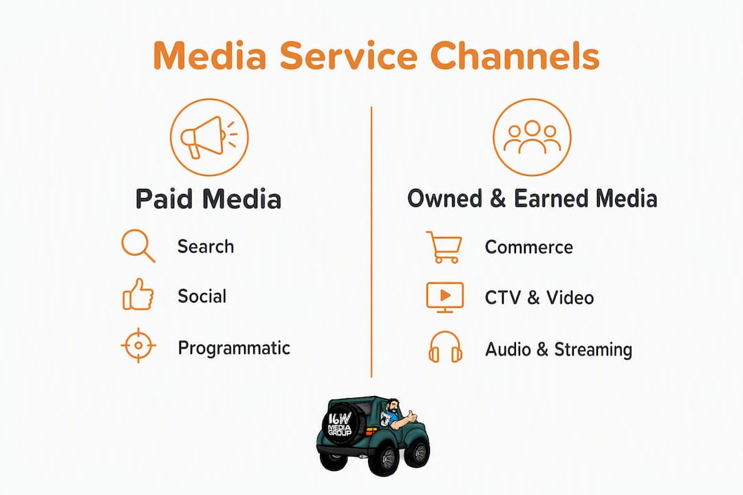 Infographic comparing paid and owned media services