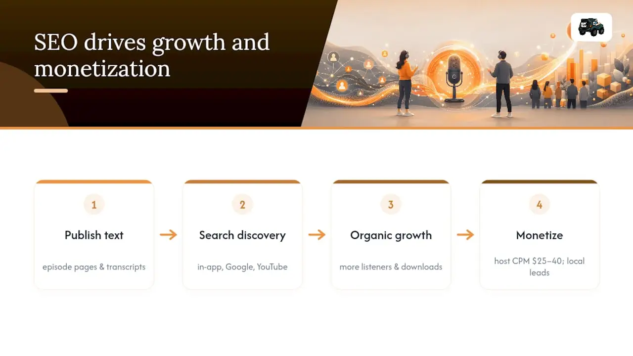 Why podcast SEO matters for growth and monetization — overview diagram