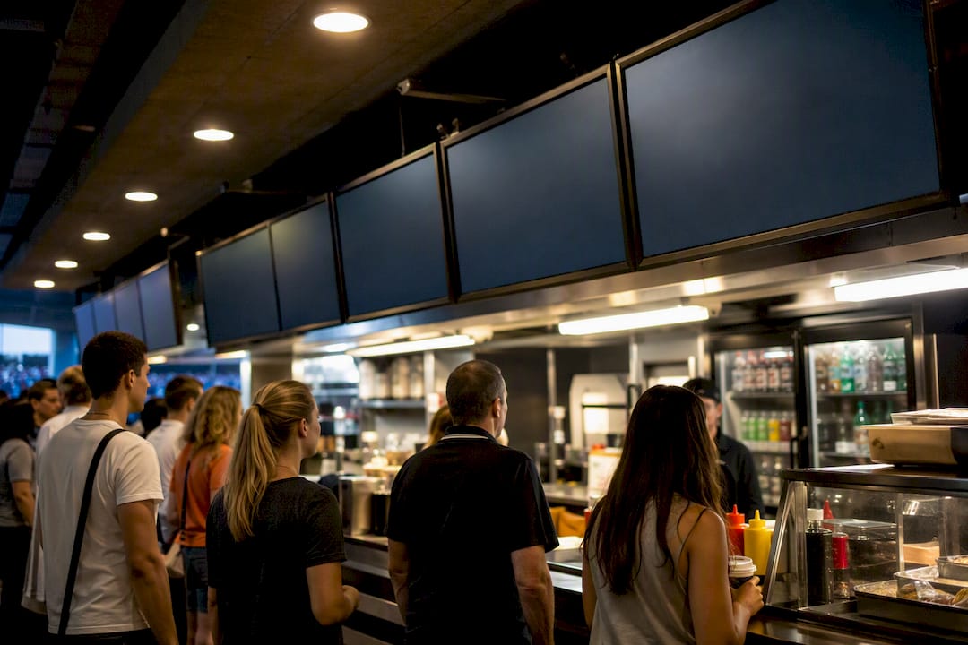 Concourse signage above stadium concession line