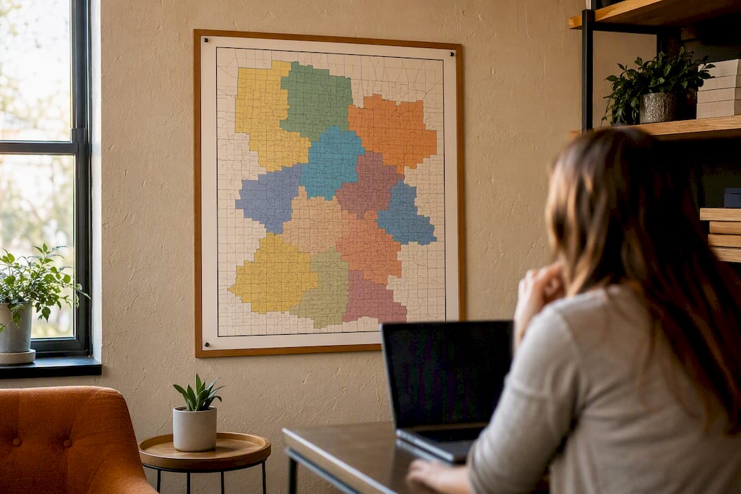 Close-up of a DMA media planning map corner