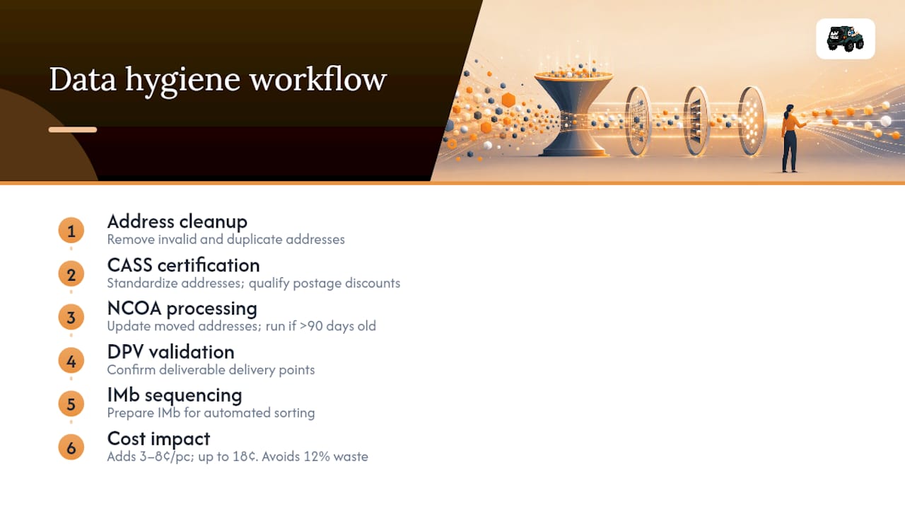 Direct mail data hygiene workflow and costs
