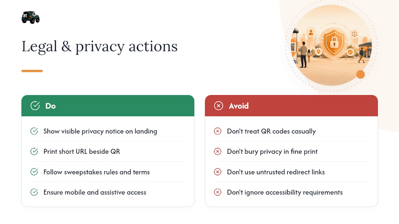 What Are the Legal and Privacy Considerations for QR Codes in Print Ads? — overview diagram