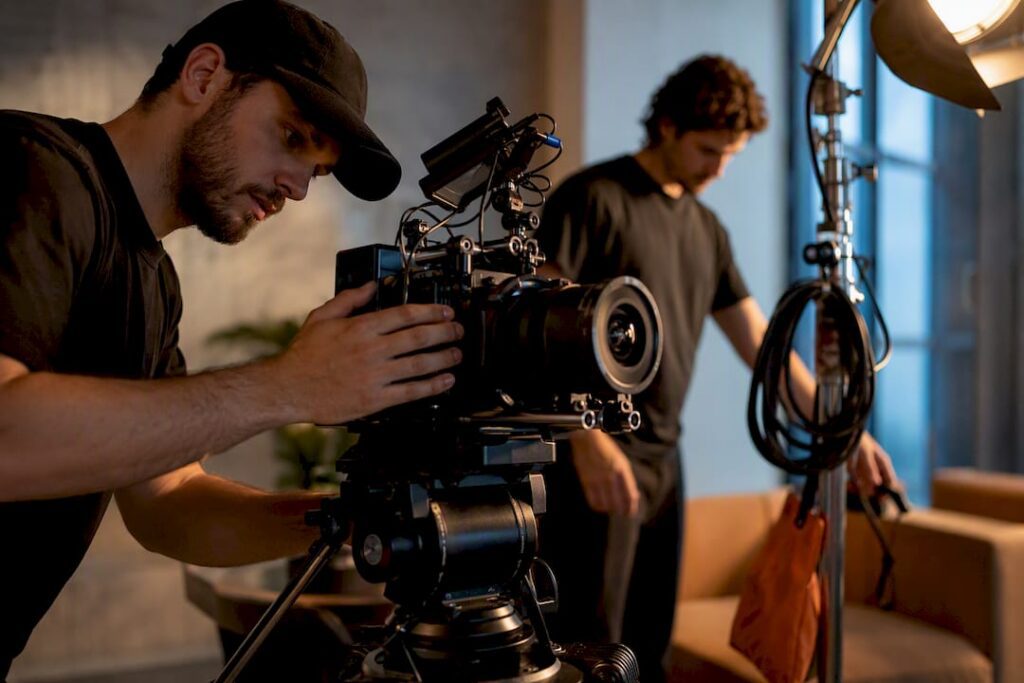 Small crew filming a Tampa commercial
