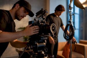 Small crew filming a Tampa commercial