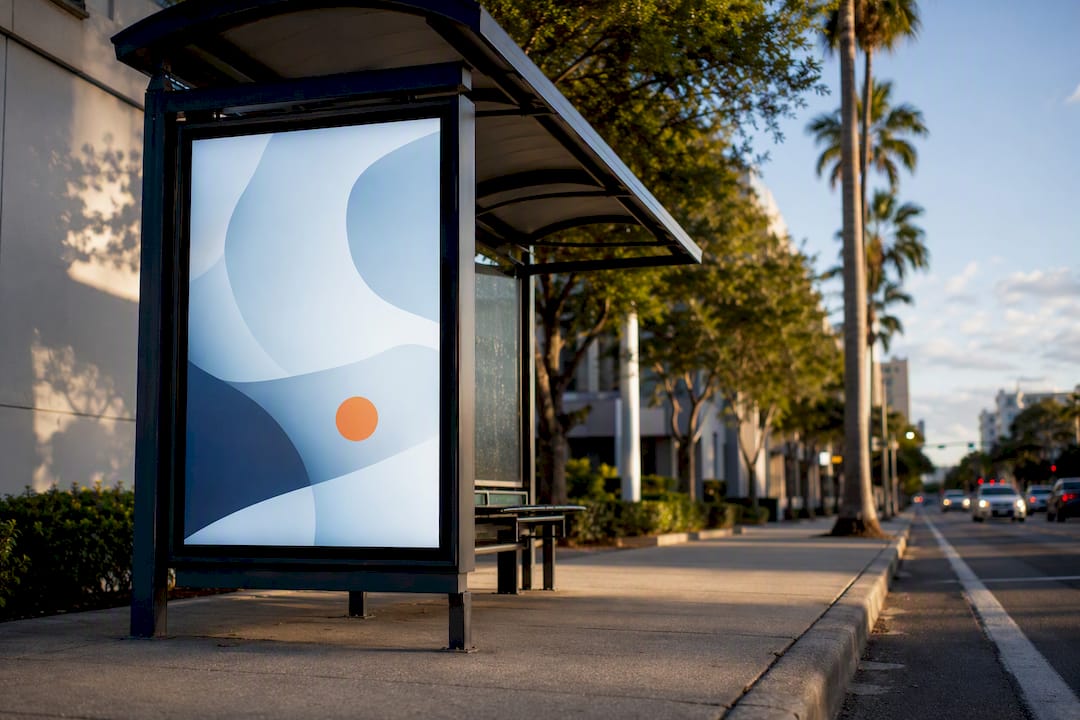 Tampa bus shelter with illuminated ad panel